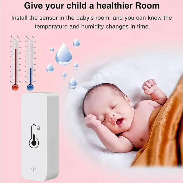 Alt view image 2 of 6 - WiFi Thermometer Hygrometer Sensor, Wireless Temperature and Humidity Sensor for Indoor and Outdoor Use with Remote App Notification Alarm, Works with The Tuya App (1 Pack)