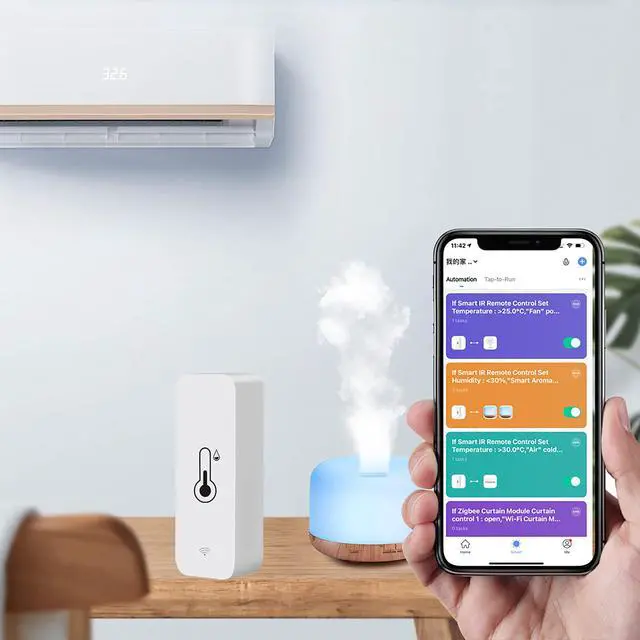Alt view image 5 of 6 - WiFi Thermometer Hygrometer Sensor, Wireless Temperature and Humidity Sensor for Indoor and Outdoor Use with Remote App Notification Alarm, Works with The Tuya App (1 Pack)
