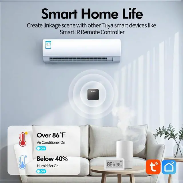 Alt view image 3 of 7 - Smart WiFi Thermometer Hygrometer, Indoor Wireless Temperature Humidity Sensor with Electronic Display, App Notification Alert, Free Data Storage Export, Digital Remote Monitor for Home Room (1)