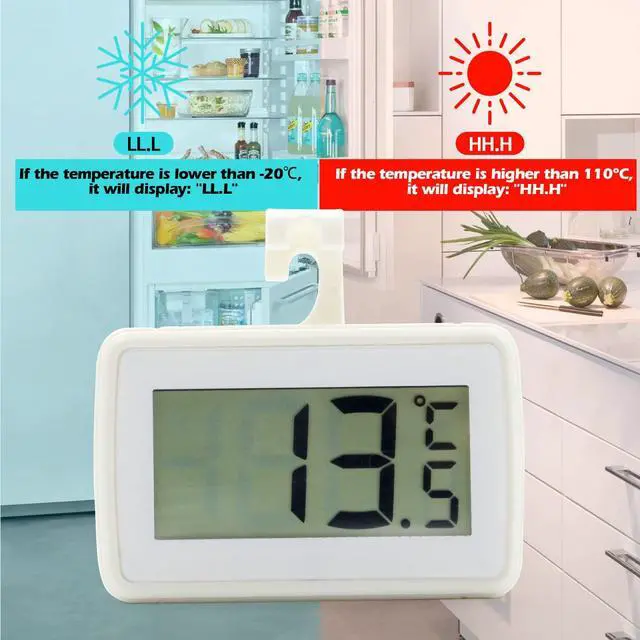 Alt view image 5 of 7 - 4 Pack Digital Refrigerator Thermometer, Waterproof Freezer Room Thermometer,High Precision Fridge Alarm Thermometer with Hook for Kitchen Home, °C/°F Convertible
