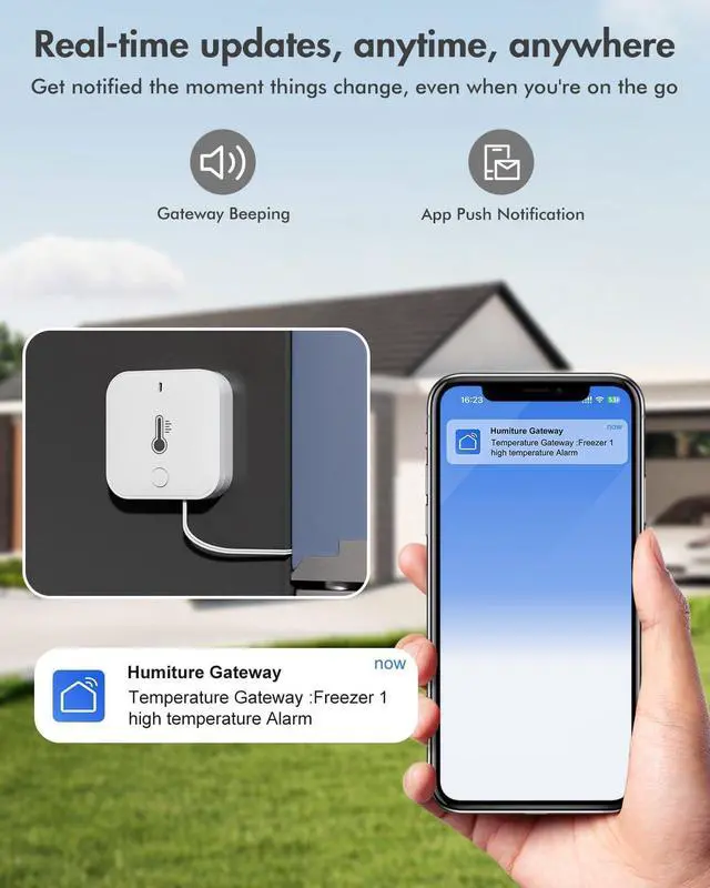 Alt view image 2 of 7 - WiFi Refrigerator Thermometer with Alarm, Freezer Alarms Thermometer Sensor with App Alert, 90dB Loud Alarm for Fridge Kitchen Fish Tank Wine Cellar Hot Tub 2 Pack (2.4G WiFi Only)