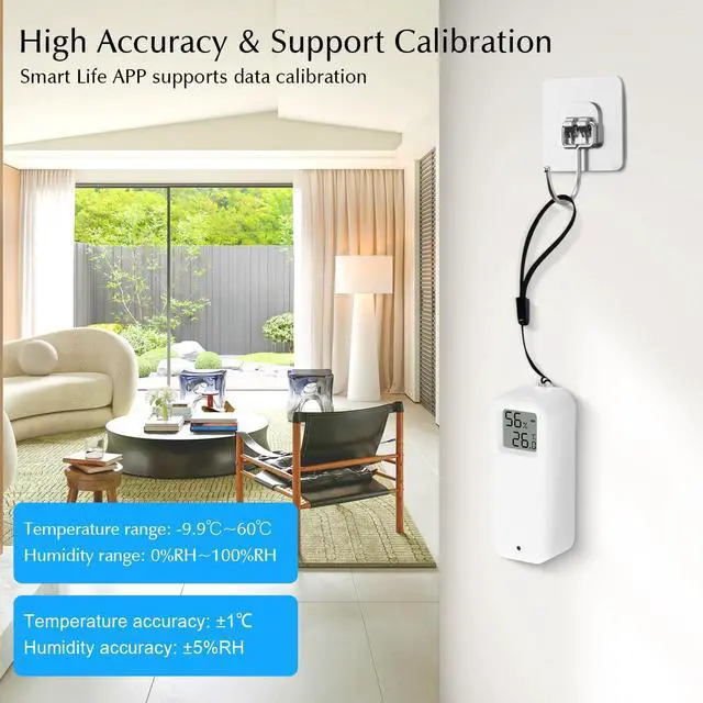 Alt view image 2 of 7 - Room Thermometer Indoor, WiFi Humidity Meter with Smart Alert, Data Storage and Calibration, Temperature and Humidity Monitor for Baby Room, Greenhouse, White 2 Pack with Screen