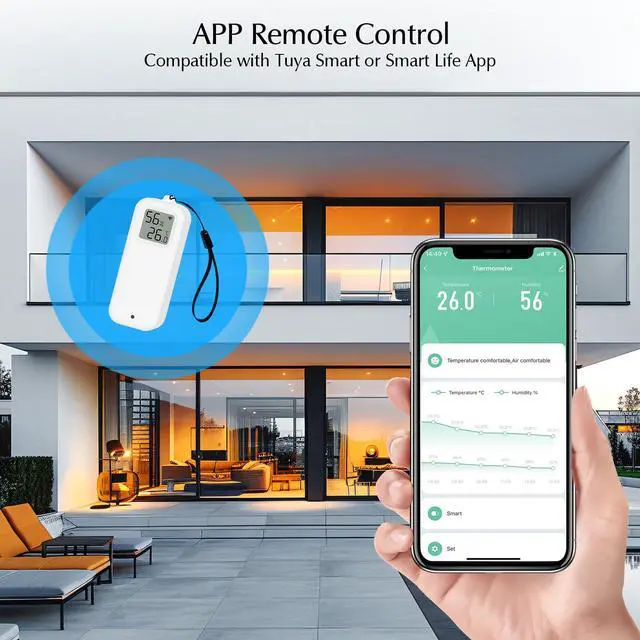 Alt view image 3 of 7 - Room Thermometer Indoor, WiFi Humidity Meter with Smart Alert, Data Storage and Calibration, Temperature and Humidity Monitor for Baby Room, Greenhouse, White 2 Pack with Screen