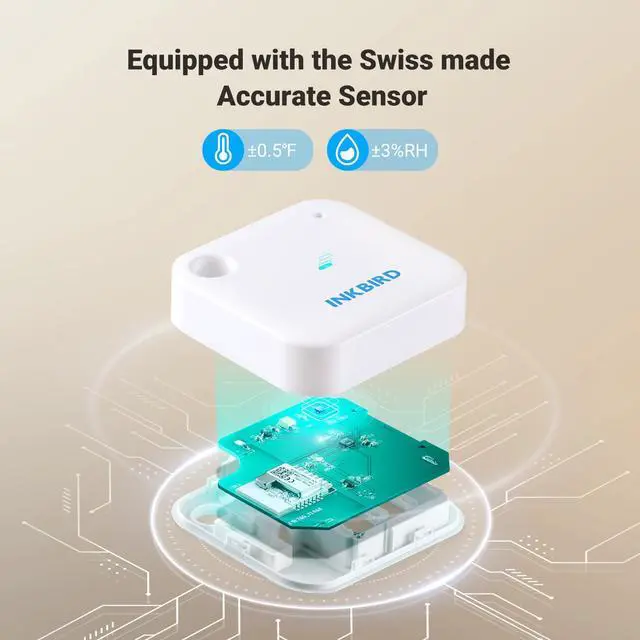 Alt view image 3 of 7 - Smart Wi-Fi Temperature and Humidity Sensor, Inkbird Indoor White Hygrometer Thermometer Monitor with Alarms, Historical Graphs, 1 Year Data Cloud Storage, Ideal for Home Reptile Greenhouse