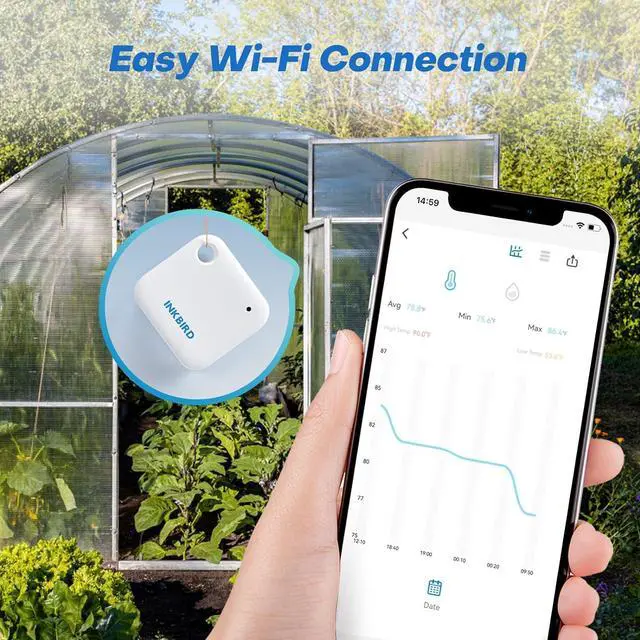 Alt view image 7 of 7 - Smart Wi-Fi Temperature and Humidity Sensor, Inkbird Indoor White Hygrometer Thermometer Monitor with Alarms, Historical Graphs, 1 Year Data Cloud Storage, Ideal for Home Reptile Greenhouse