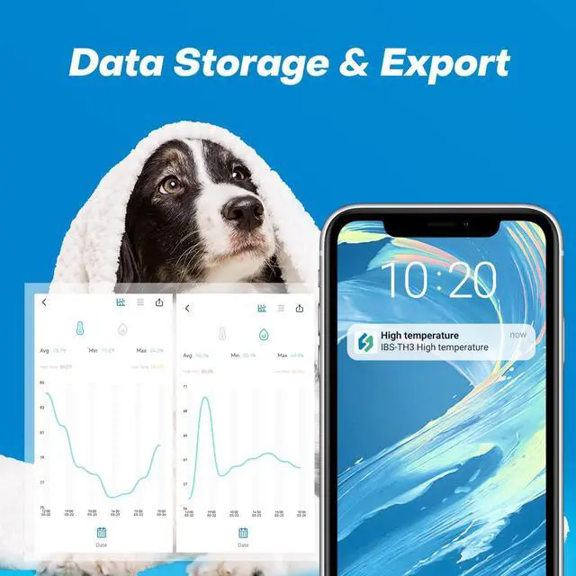 Alt view image 6 of 7 - WiFi Thermometer Hygrometer Monitor, Smart Temperature Humidity Sensor IBS-TH3 with App Notification Alert, 1 Year Data Storage Export, Remote Monitor for Greenhouse Wine Cellar Baby Room
