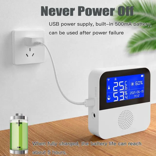 Alt view image 5 of 7 - WiFi Thermometer Hygrometer with Waterproof Probe: Smart Temperature Humidity Sensor with LCD Backlit Screen & Calibration Function, App & Buzzer Alert, Indoor Temperature Monitor for Home Pet