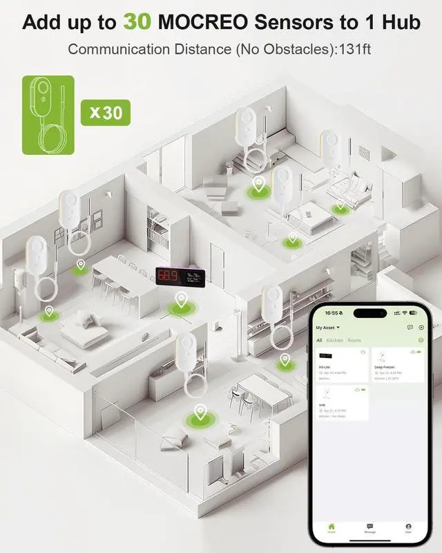 Alt view image 2 of 7 - Wireless Thermometer Freezer Alarm Sensor MS1, Upgraded Version of ST5, Hub Required (Not Included), Email & App Alert, Data Logging, No Subscription, for Fridge, Freezer, Hot Tub