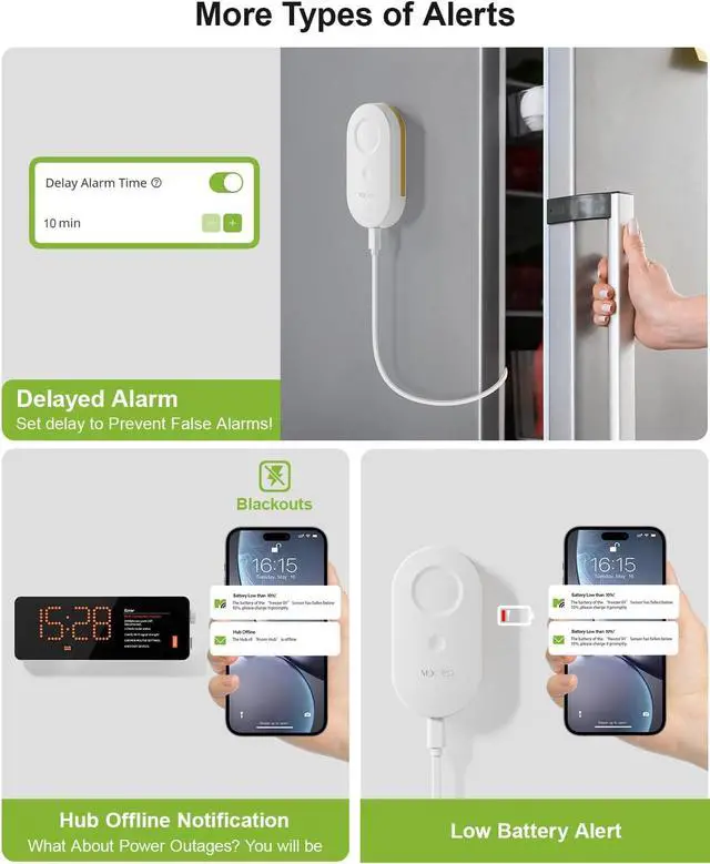 Alt view image 7 of 7 - Wireless Thermometer Freezer Alarm Sensor MS1, Upgraded Version of ST5, Hub Required (Not Included), Email & App Alert, Data Logging, No Subscription, for Fridge, Freezer, Hot Tub