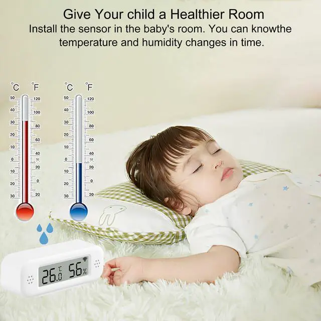 Alt view image 2 of 7 - Thermometer Hygrometer Sensor, Temperature & Humidity Sensor with Notification Alarm for Remote Applications, Free Data Export, Compatible with Alexa- 2 Pack