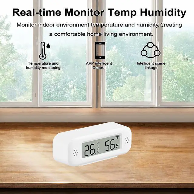 Alt view image 5 of 7 - Thermometer Hygrometer Sensor, Temperature & Humidity Sensor with Notification Alarm for Remote Applications, Free Data Export, Compatible with Alexa- 2 Pack