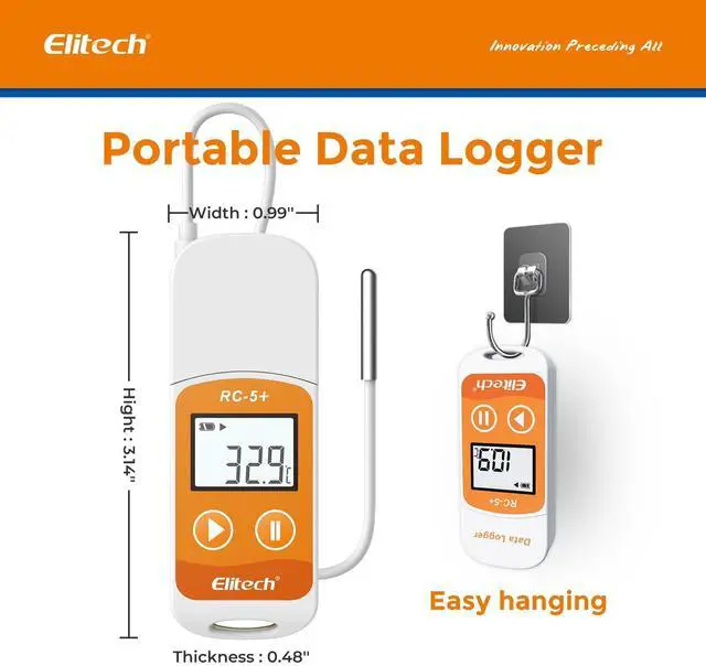 Alt view image 3 of 7 - RC-5+ TE Digital PDF USB Temperature Data Logger Reusable Recorder Refrigerator Thermometer 32000 Points High Accuracy (Extra External Sensor)