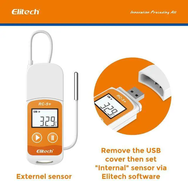 Alt view image 5 of 7 - RC-5+ TE Digital PDF USB Temperature Data Logger Reusable Recorder Refrigerator Thermometer 32000 Points High Accuracy (Extra External Sensor)