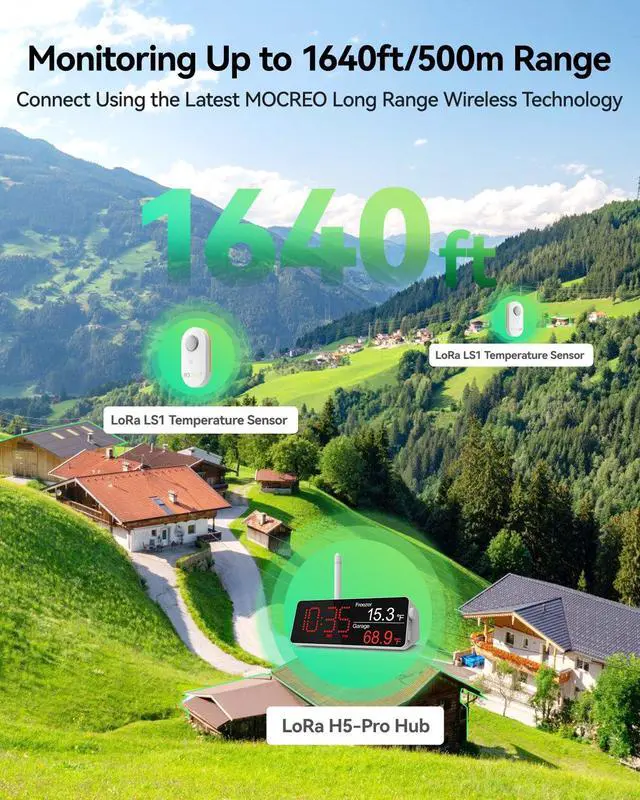 Alt view image 6 of 7 - LS1 Long Range Thermometer Freezer Alarm, IP66 Waterproof, App Email Alert, 2 Years Data Logging, Remote Temperature Sensor for Fridge, RV, Greenhouse, Animals (H5Pro or H6Pro Hub Required)