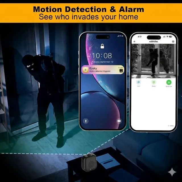 Alt view image 3 of 7 - Hidden Camera Clock - WiFi Full HD 2K Indoor Spy Security Camera Night Vision Motion Detection Nanny 2.4G/5G WiFi Real Time Watch Live Video Nanny Cam