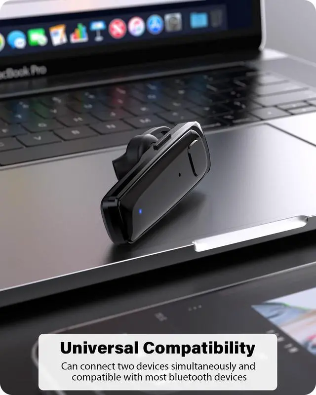 Alt view image 5 of 7 - Bluetooth Headset, Single Ear Business Earbuds, V5.3 Hands-Free Earphones with Hook, 16 Hrs Talk Time Wireless Earbuds, Bluetooth Earpiece with Built-in Mic for Driving/Business/Office/Truck Driver