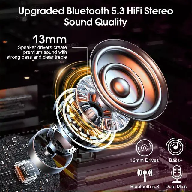 Alt view image 3 of 7 - Bluetooth Headset V5.3, Wireless Headset with ENC Noise Canceling Mic, 120Hrs Talk Single-Ear Bluetooth Earpiece, LED Display, IP7 Waterproof Hand-Free Earphone for Business/Trucker/Driver, Pink