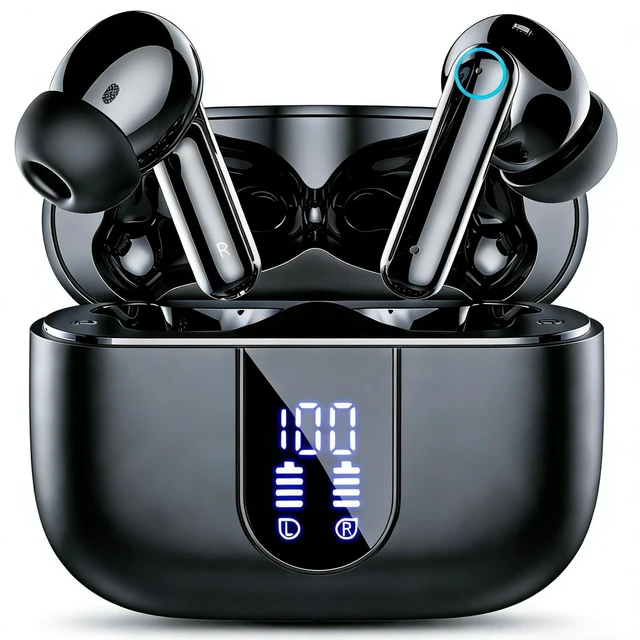 Main image of Wireless Earbuds Bluetooth 5.4 Ear Buds, Hi-Fi Stereo Bass Ear Buds with 48H Playtime & LED Display, Lightweight in-Ear Headphones with Mic, Touch Control for Android & iOS(Black)