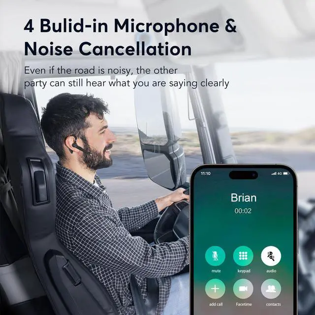 Alt view image 7 of 7 - Bluetooth Headsets, Wireless Bluetooth Earbuds with 500mAh Charging Case, 100Hrs Talk Time Wireless Earpiece, Hands-Free Headphones Built-in Mic & Mute Button, 270° Rotatable for Business/Driving