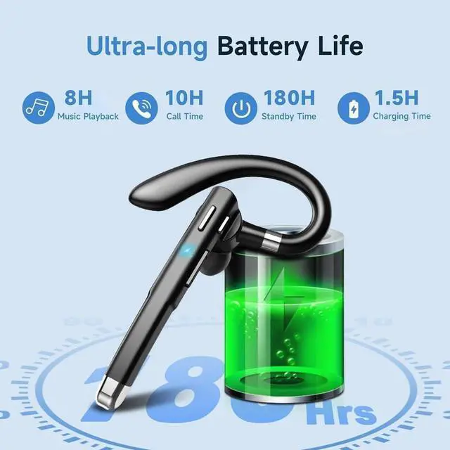 Alt view image 7 of 7 - Bluetooth Headset with USB Type C 270 Degrees Rotatable Microphone for Truck Driver Bussiness and Travel