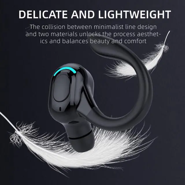 Alt view image 6 of 7 - Wireless Earbuds with Earhooks Single Bluetooth Earpiece Sports Headphones Over the Ear Running Workout Wrap Around Earbuds 20H Long Battery Life Waterproof Noise Cancelling Headset for Android iOS
