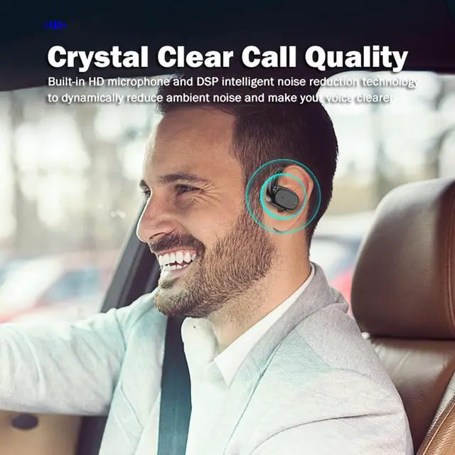 Alt view image 4 of 7 - Single Earbud Open Ear Air Bone Conduction Earbud One Ear Headphones Ear Buds Head Set Wireless Bluetooth Headset Earpiece for Cell Phone Ear Piece with Microphones