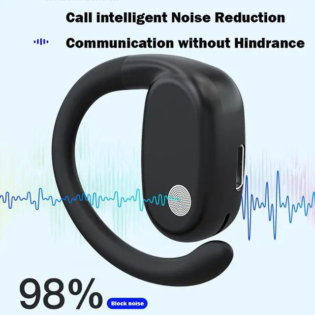 Alt view image 3 of 7 - Single Earbud Open Ear Air Bone Conduction Earbud One Ear Headphones Ear Buds Head Set Wireless Bluetooth Headset Earpiece for Cell Phone Ear Piece with Microphones