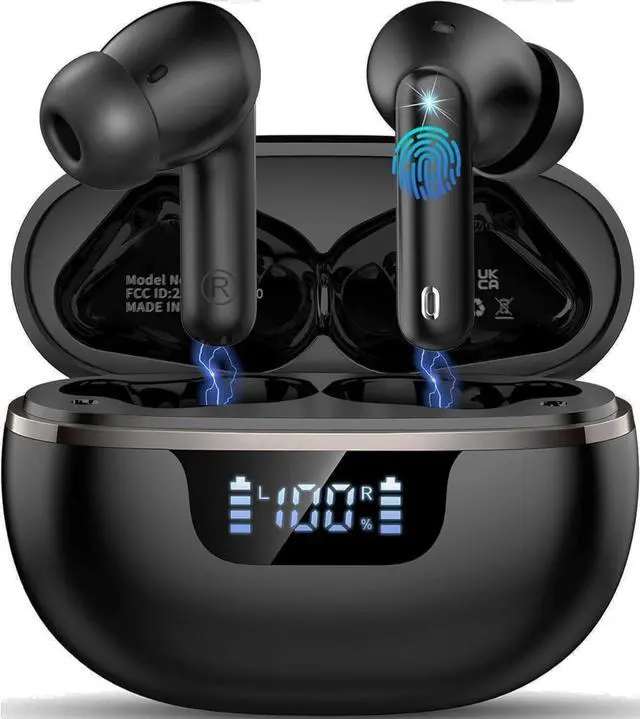 Main image of Wireless Earbuds Bluetooth Headphones Noise Cancelling, Bluetooth 5.4 Ear bud with Dynamic Drivers Stereo, 40H Playtime Sports Earphones Wireless Waterproof with LED Power Display for Laptop Pad Phone