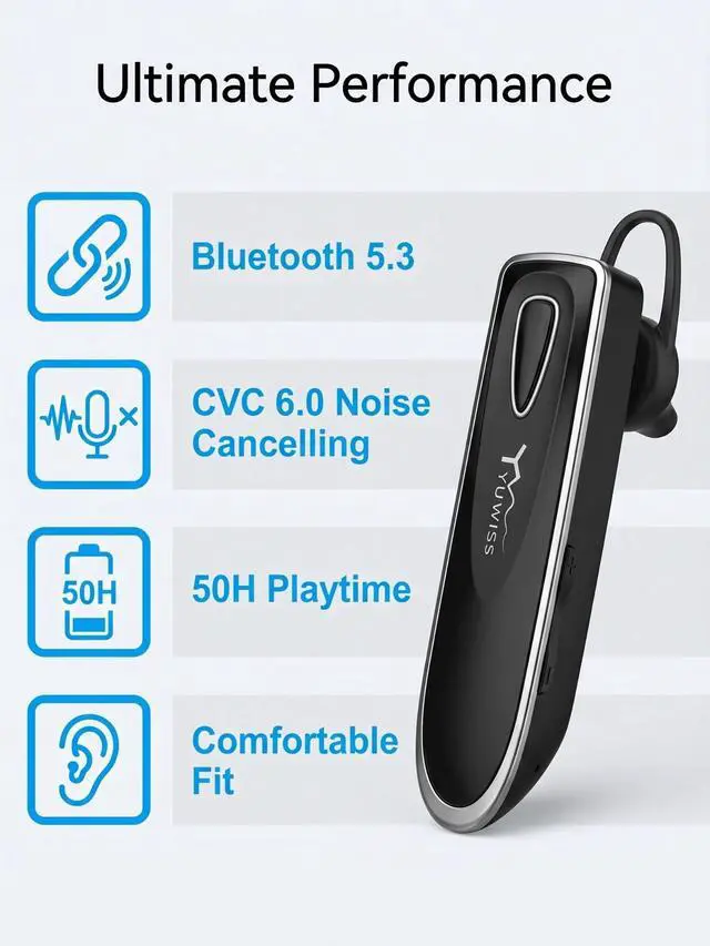 Alt view image 2 of 7 - Bluetooth Earpiece for Cell Phone with Mic Wireless in Ear Earbud Headphones Car Headset with 50 Hours Noise Canceling Hands Free Calling Compatible with Driving, iPhone, Samsung, Black
