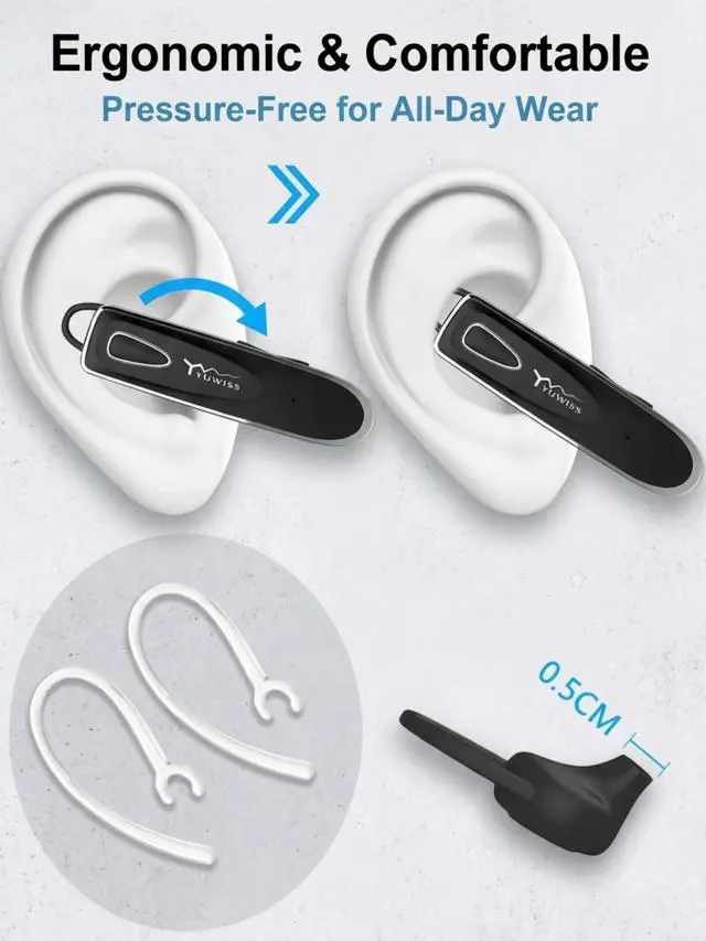 Alt view image 3 of 7 - Bluetooth Earpiece for Cell Phone with Mic Wireless in Ear Earbud Headphones Car Headset with 50 Hours Noise Canceling Hands Free Calling Compatible with Driving, iPhone, Samsung, Black