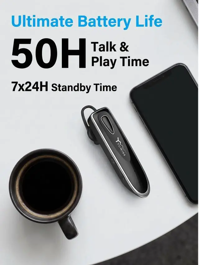 Alt view image 4 of 7 - Bluetooth Earpiece for Cell Phone with Mic Wireless in Ear Earbud Headphones Car Headset with 50 Hours Noise Canceling Hands Free Calling Compatible with Driving, iPhone, Samsung, Black
