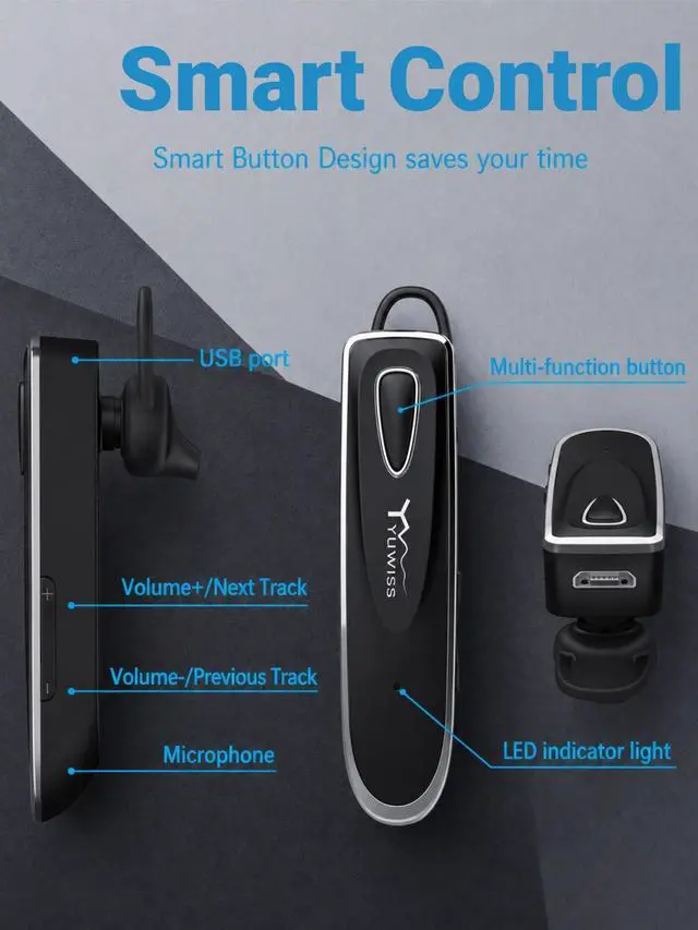 Alt view image 7 of 7 - Bluetooth Earpiece for Cell Phone with Mic Wireless in Ear Earbud Headphones Car Headset with 50 Hours Noise Canceling Hands Free Calling Compatible with Driving, iPhone, Samsung, Black
