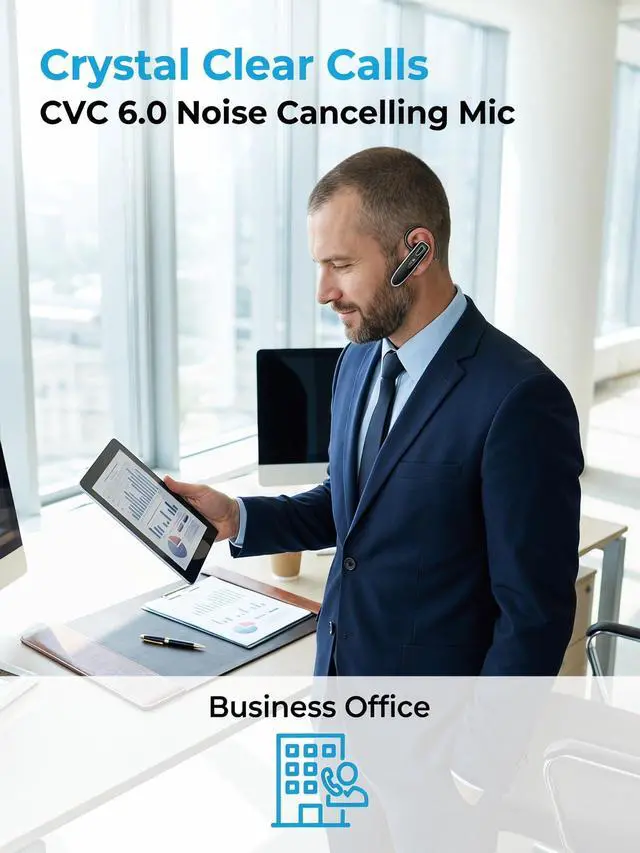 Alt view image 5 of 7 - Bluetooth Earpiece for Cell Phone with Mic Wireless in Ear Earbud Headphones Car Headset with 50 Hours Noise Canceling Hands Free Calling Compatible with Driving, iPhone, Samsung, Black