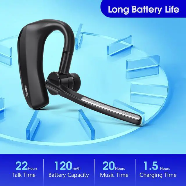 Alt view image 3 of 6 - Bluetooth Headset with Microphone &Dongle for PC: Wireless Hands-Free Earpiece with Dual Noise-Canceling Mics for Work Trucker -Support aptX 20H Talk Time Lightweight Earbuds Connect to iPhone Samsung