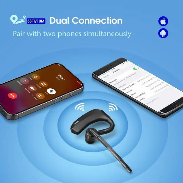 Alt view image 4 of 6 - Bluetooth Headset with Microphone &Dongle for PC: Wireless Hands-Free Earpiece with Dual Noise-Canceling Mics for Work Trucker -Support aptX 20H Talk Time Lightweight Earbuds Connect to iPhone Samsung
