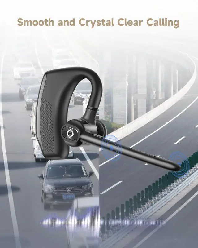 Alt view image 5 of 6 - Bluetooth Headset Wireless Earpiece iPhone Android Wireless Charging Case Microphone Earpiece Handsfree Single Ear Headset LED Digital Display Phones Computer Work 180H Playtime 1000mAh Drivers