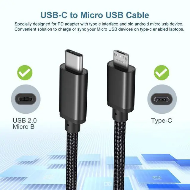 Alt view image 2 of 7 - Micro USB to USB C Cable 3.3ft, 3 Pack Braided USBC to Micro USB Cable, 2.4A Charging & 480Mbps Data Transfer,Type-C to USB Micro Android Charger Cable for Kindle/PS4 Xbox Controller/Samsung S7 S6 S5