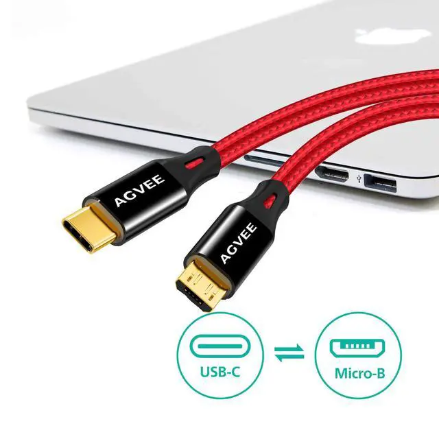 Alt view image 6 of 7 - 2 Pack 10ft USB-C to Micro USB Cable | Gold Plated End Tips, Data Transfer Charger Cord for Micro USB Devices, PS4 XBox Controller, Kindle, Old Android Phone