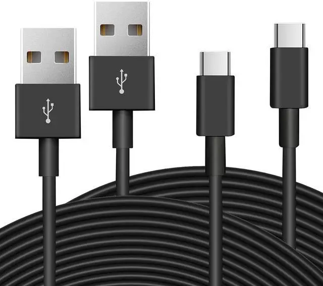 Main image of 2 Pack 16.4ft/5M Long USB C Cable, Charging and Data Transfer, Durable USB A to USB C Power Charging Replacement Cord for Home Security Cameras, Phones, Switch Pro Controllers and More Devices-Black