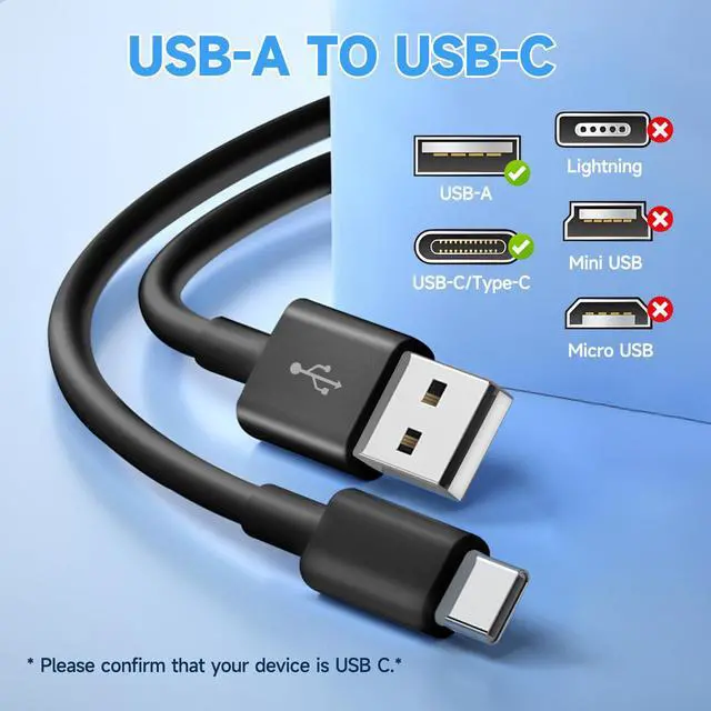 Alt view image 2 of 7 - 2 Pack 16.4ft/5M Long USB C Cable, Charging and Data Transfer, Durable USB A to USB C Power Charging Replacement Cord for Home Security Cameras, Phones, Switch Pro Controllers and More Devices-Black