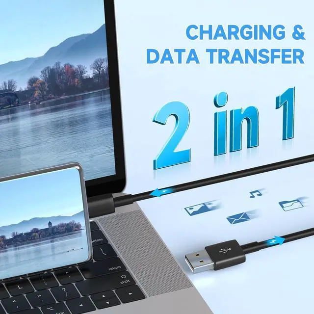 Alt view image 3 of 7 - 2 Pack 16.4ft/5M Long USB C Cable, Charging and Data Transfer, Durable USB A to USB C Power Charging Replacement Cord for Home Security Cameras, Phones, Switch Pro Controllers and More Devices-Black