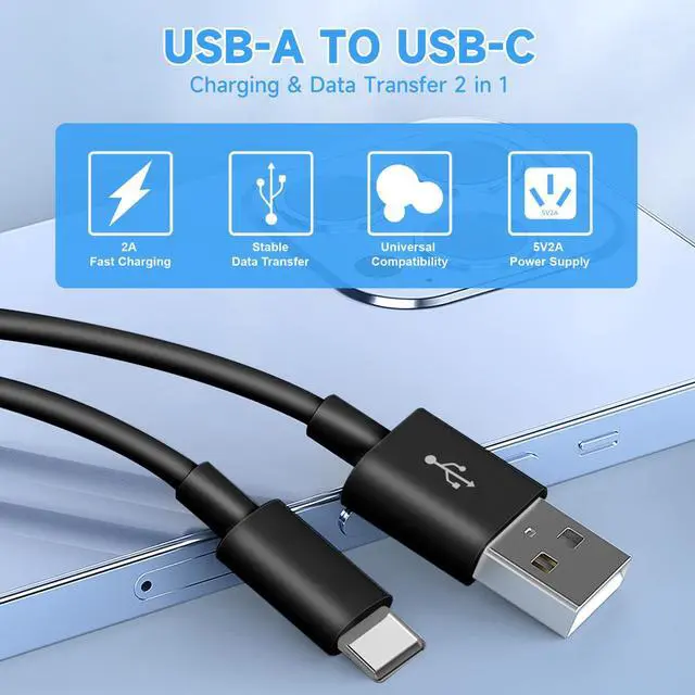 Alt view image 6 of 7 - 2 Pack 16.4ft/5M Long USB C Cable, Charging and Data Transfer, Durable USB A to USB C Power Charging Replacement Cord for Home Security Cameras, Phones, Switch Pro Controllers and More Devices-Black