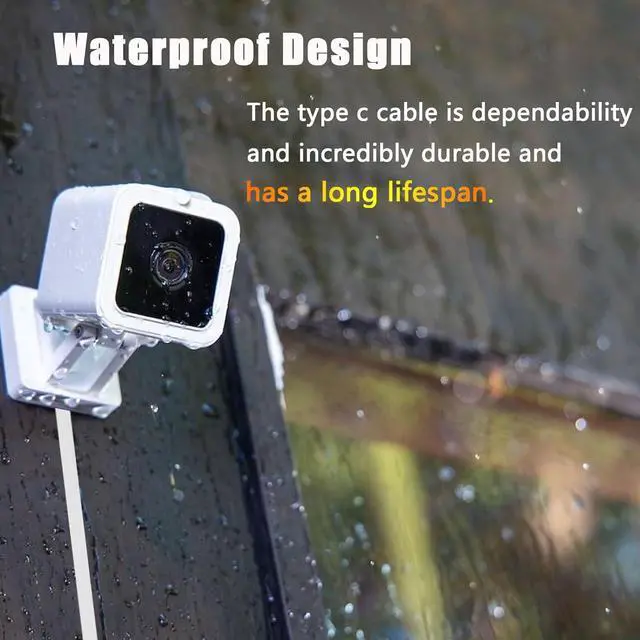 Alt view image 4 of 6 - 25 ft USB C Cable for CCTV WiFi Security Camera, Type-C Extension Charging Cord Flat, Waterproof