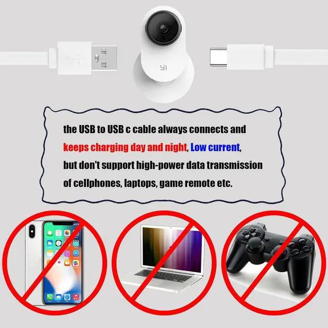 Alt view image 5 of 6 - 25 ft USB C Cable for CCTV WiFi Security Camera, Type-C Extension Charging Cord Flat, Waterproof