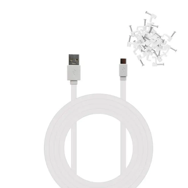 Alt view image 6 of 6 - 25 ft USB C Cable for CCTV WiFi Security Camera, Type-C Extension Charging Cord Flat, Waterproof