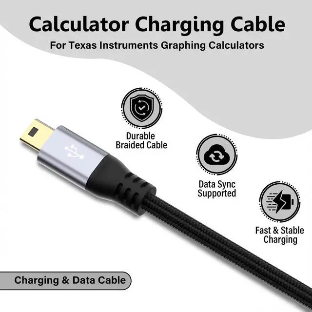 Alt view image 3 of 6 - USB C to Mini USB Cable 12FT, Type C to Mini B Fast Charging Cord Compatible with GoPro Hero 3+, PS3 Controller, MP3 Player, Dash Cam, Garmin Nuvi GPS, Camera, GPS Receiver, Snowball iCE Mic, TI-84