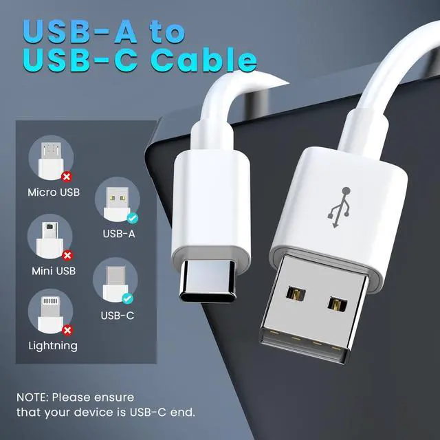 Alt view image 2 of 7 - 2PCS 16.4FT/5M USB A to USB C Flexible Long Cable, 5V 2A 10W Type C Durable Charging and Stable Data Transfer Cable for Home Security Cameras, Smartphones, Tablets and More (White)