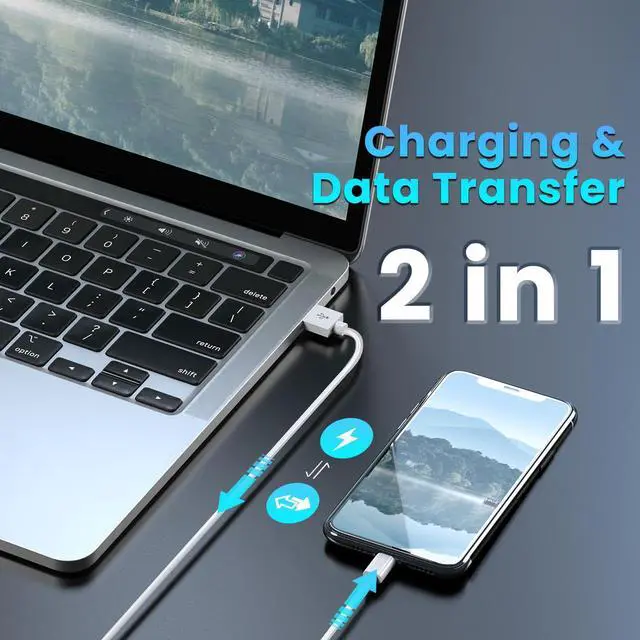 Alt view image 3 of 7 - 2PCS 16.4FT/5M USB A to USB C Flexible Long Cable, 5V 2A 10W Type C Durable Charging and Stable Data Transfer Cable for Home Security Cameras, Smartphones, Tablets and More (White)