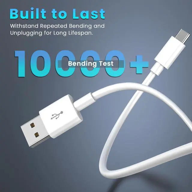 Alt view image 5 of 7 - 2PCS 16.4FT/5M USB A to USB C Flexible Long Cable, 5V 2A 10W Type C Durable Charging and Stable Data Transfer Cable for Home Security Cameras, Smartphones, Tablets and More (White)