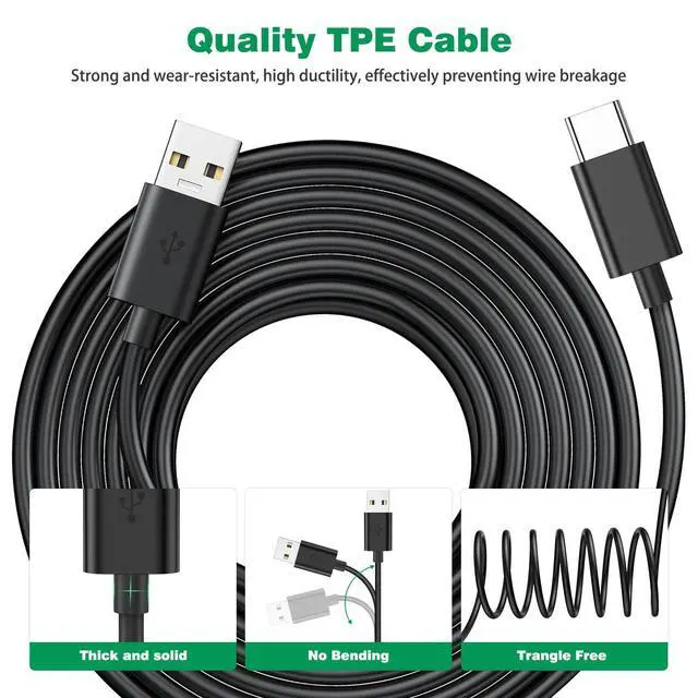 Alt view image 4 of 7 - 33FT/10M USB to USB C Power Cable for CCTV Camera, Type C Power Extension Cable for Xiaomi Mi Security Camera Outdoor Indoor Cord with 10 Wire Clips Cable Nails, Black